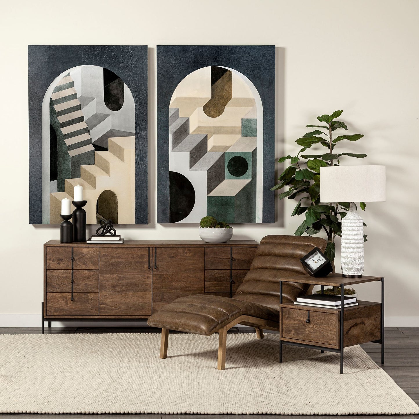 Glenn VI 71.5x18 Dark Brown Wood Frame w/ Black Iron Accent, 6 Drawer, 2 Door Cabinet Sideboard