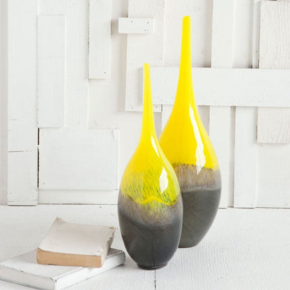 Jasse Large Yellow/Gray Ombre Glass Vase
