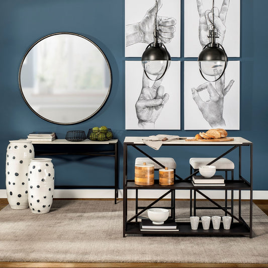 Emilio Set of 2 Black Metal Slated Bowls