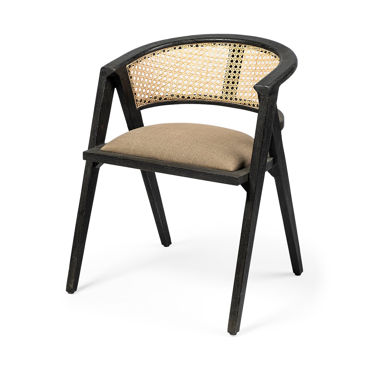 Tabitha I Black Wooden Frame Linen Wrap Seat Dining Chair