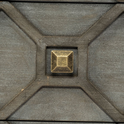 Genevieve II 70x15.8 Gray Fir Veneer W/Gold Metal Frame Base 9 Drawer Sideboard