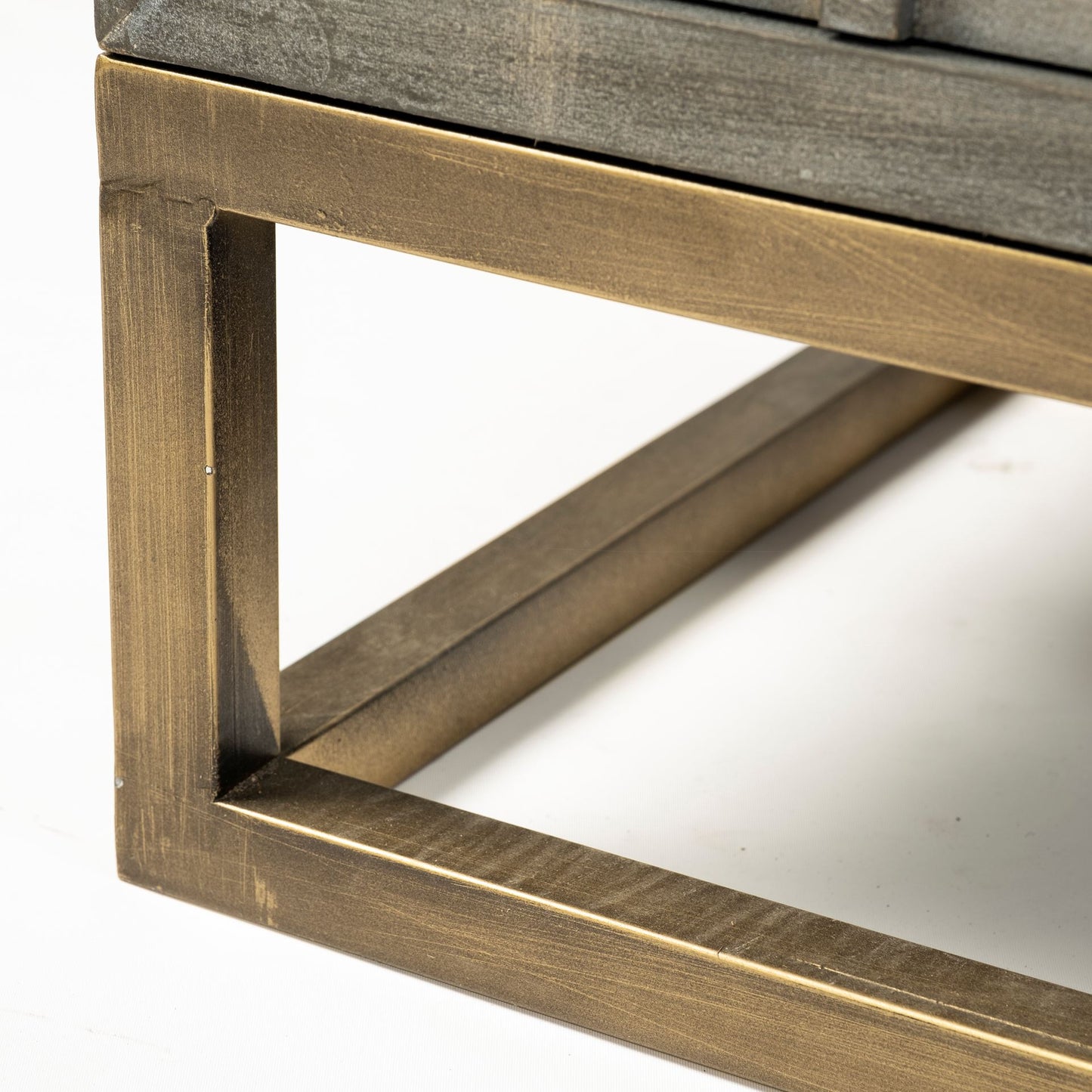 Genevieve II 70x15.8 Gray Fir Veneer W/Gold Metal Frame Base 9 Drawer Sideboard