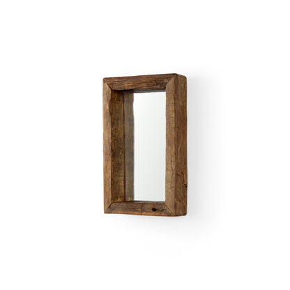 Gervaise 12L x 2W x7H Small Brown Wood Frame Rectangular Wall Mirror