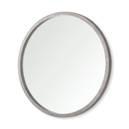 Gambit 46" Round Gray Wash Wood Frame Wall Mirror