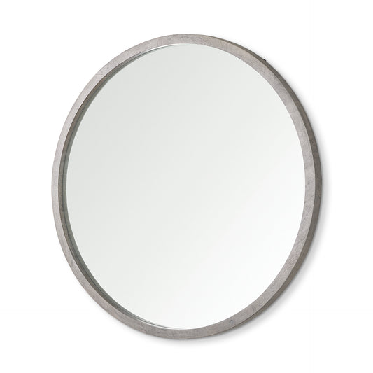 Gambit 46" Round Gray Wash Wood Frame Wall Mirror
