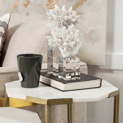 Isla (Large) 5L x 5W White Replica Resin Coral On Clear White Glass