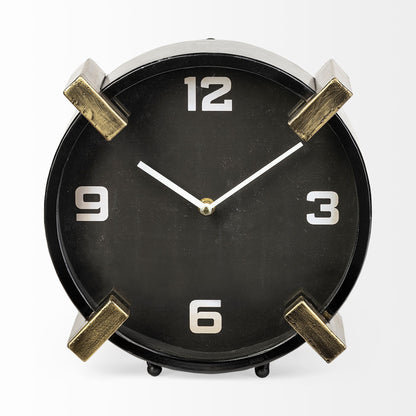 Agar Black Metal Round Table Clock