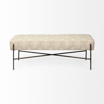 Avery II 55L x 17W Off White Upholstered Seat With Metal Base Accent Bench