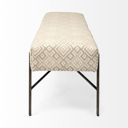 Avery II 55L x 17W Off White Upholstered Seat With Metal Base Accent Bench