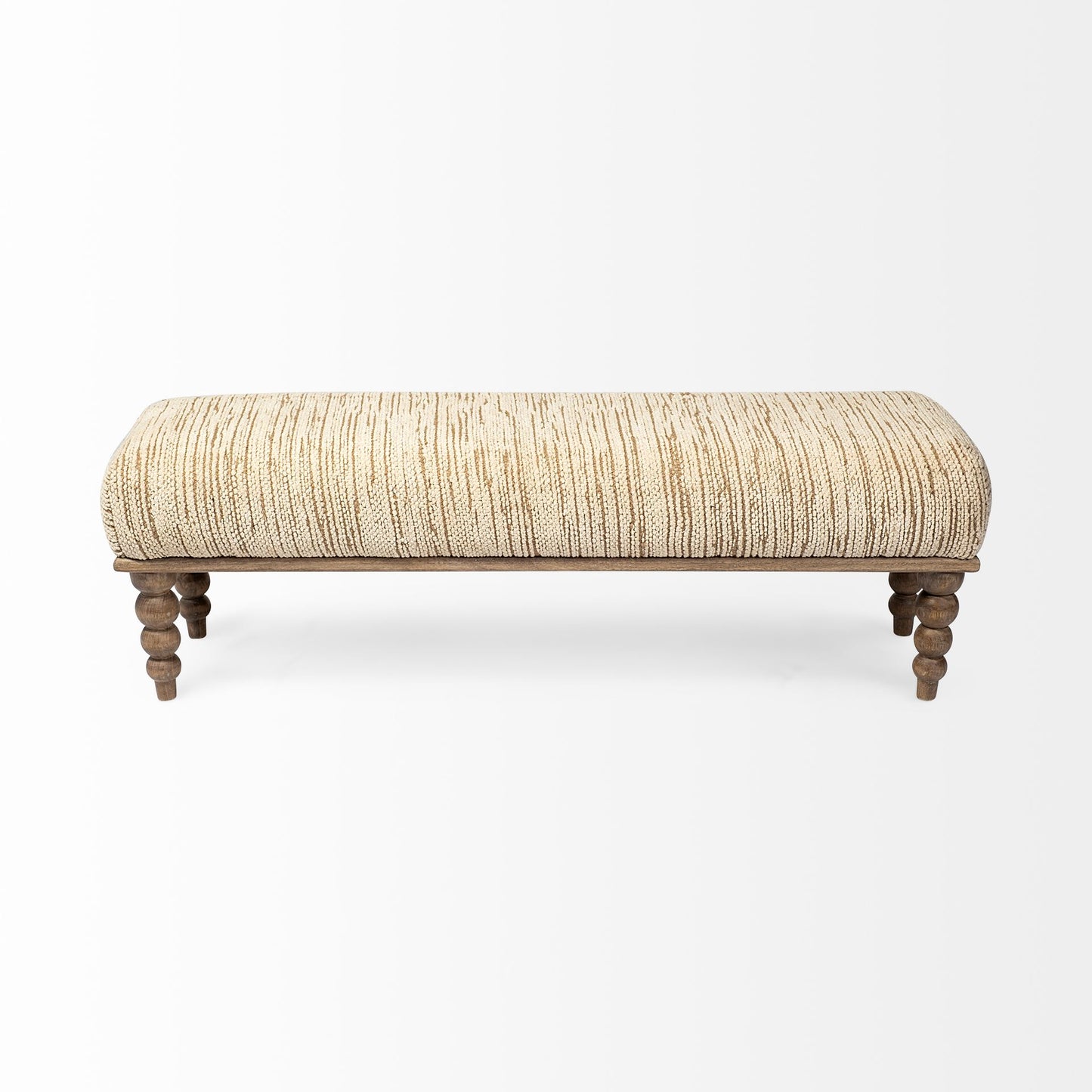 Alder II 55L x 16W Cream Upholstered Seat Wooden Base Accent Bench