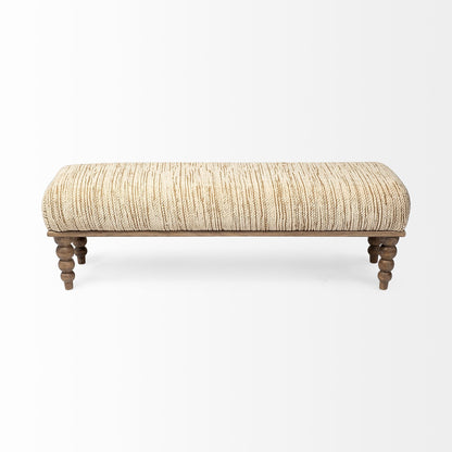 Alder II 55L x 16W Cream Upholstered Seat Wooden Base Accent Bench