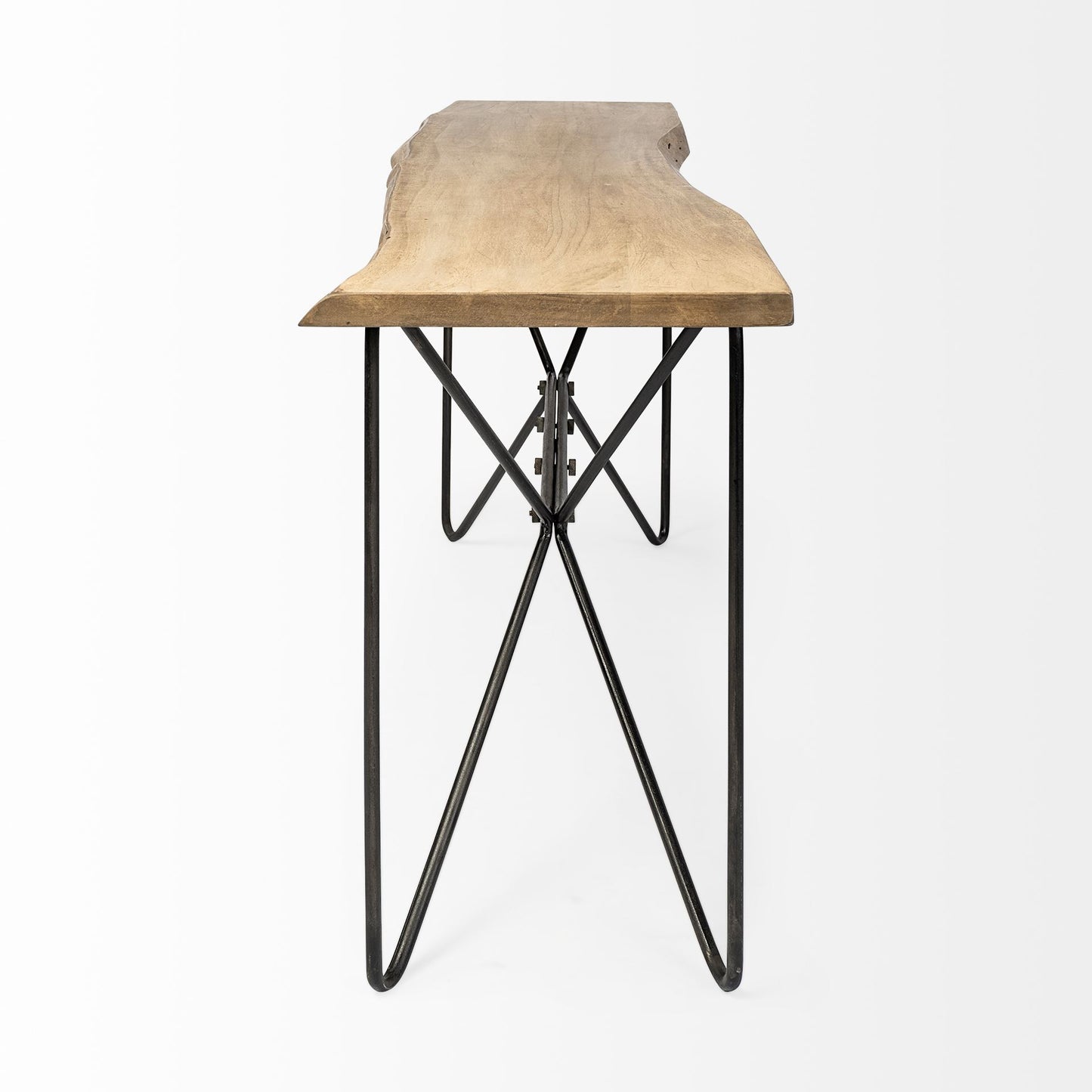 Papillion I 66L x 16W Blonde Wood and Iron Console Table