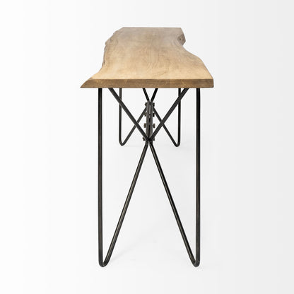 Papillion I 66L x 16W Blonde Wood and Iron Console Table