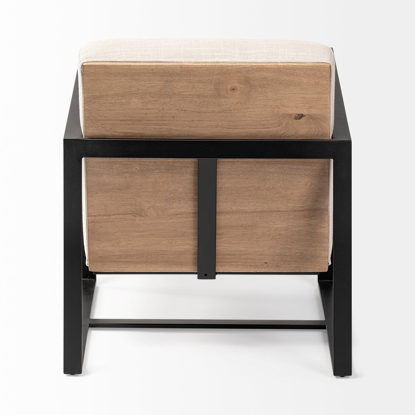 Stamford Light Beige Upholstered Seat w/ Wood Back, Metal Frame Accent Chair