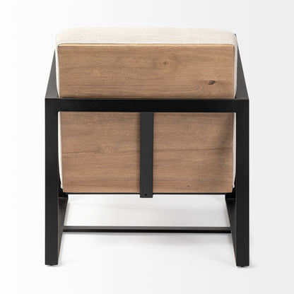 Stamford Light Beige Upholstered Seat w/ Wood Back, Metal Frame Accent Chair