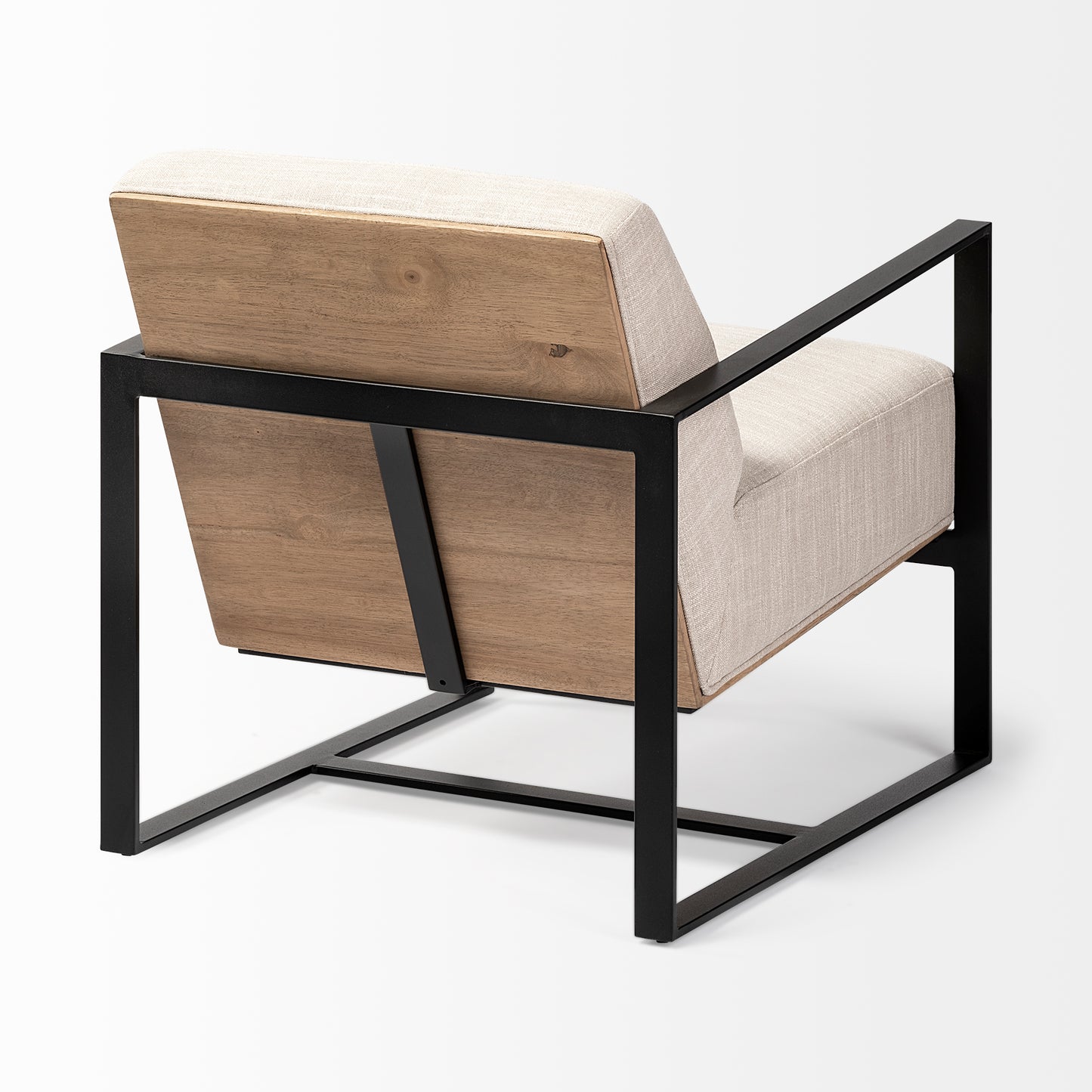 Stamford Light Beige Upholstered Seat w/ Wood Back, Metal Frame Accent Chair