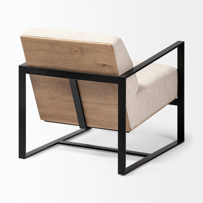 Stamford Light Beige Upholstered Seat w/ Wood Back, Metal Frame Accent Chair