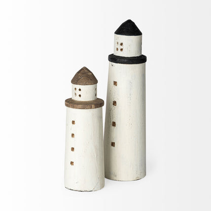 Abner (Small) 3L x 3W White Wooden Coastal Lighthouse
