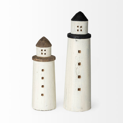 Abner (Small) 3L x 3W White Wooden Coastal Lighthouse
