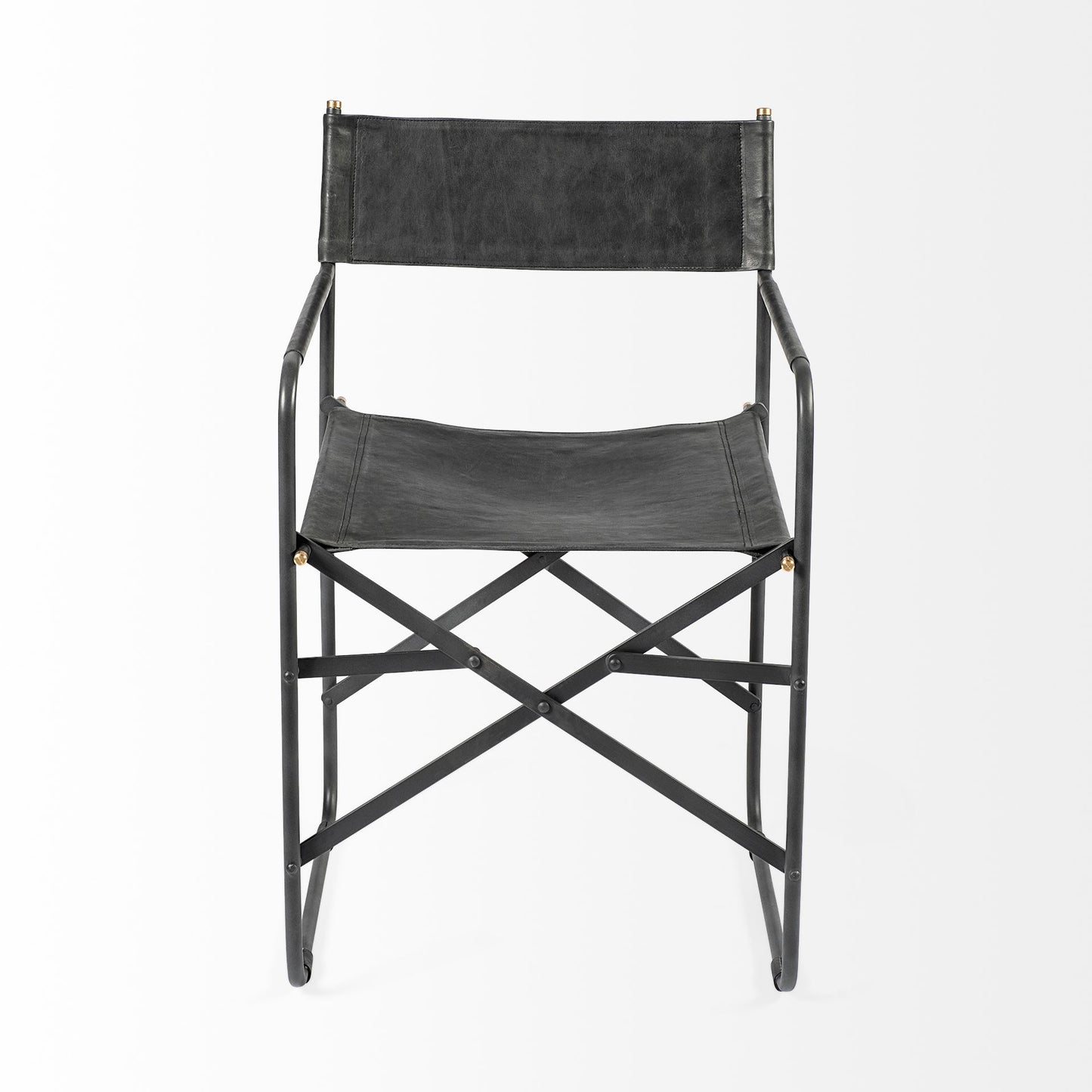 Direttore Black Iron Frame Black Leather Dining Chair