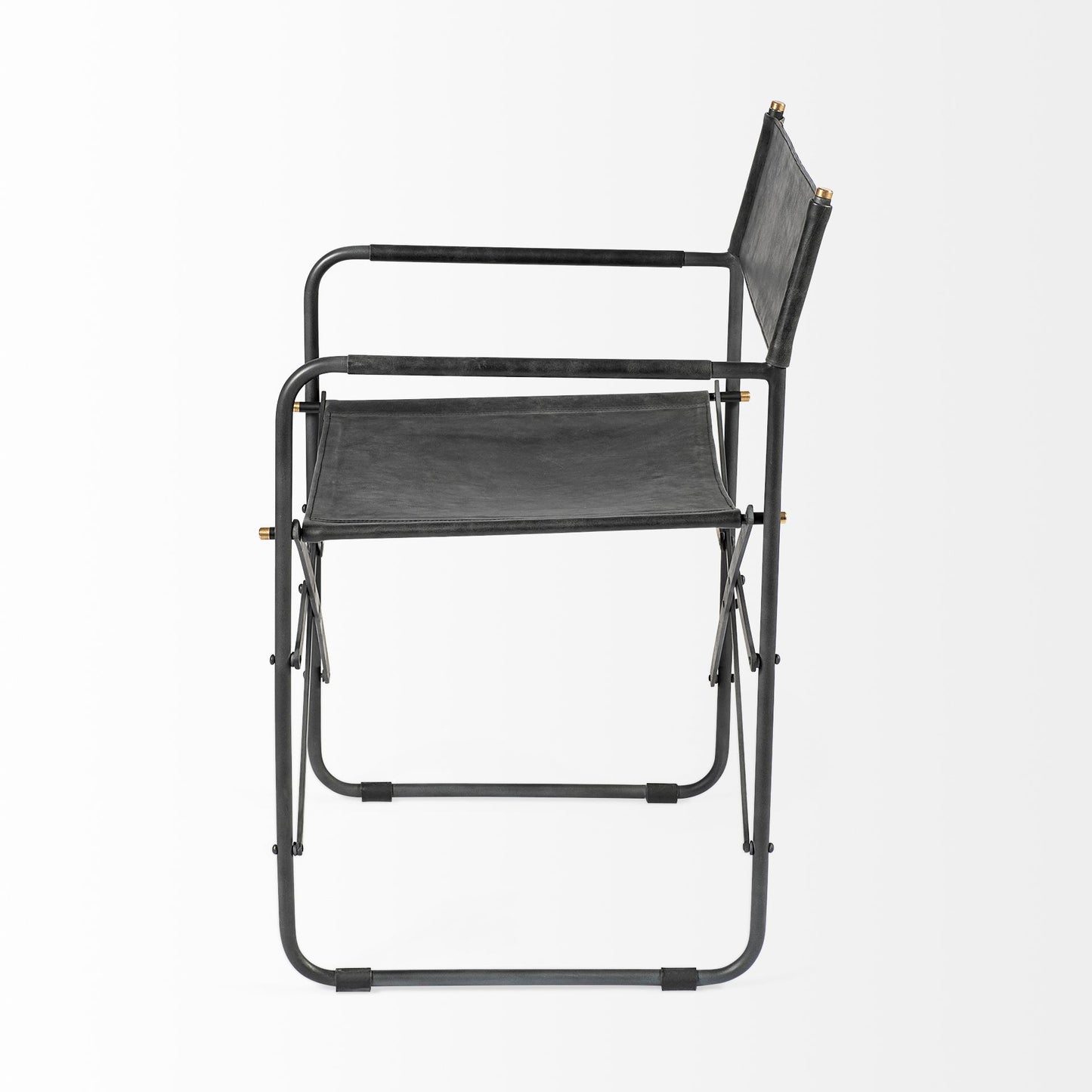 Direttore Black Iron Frame Black Leather Dining Chair