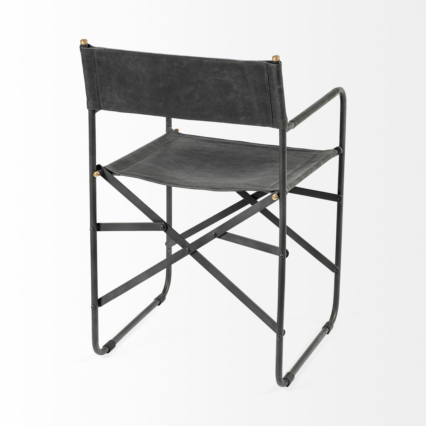 Direttore Black Iron Frame Black Leather Dining Chair
