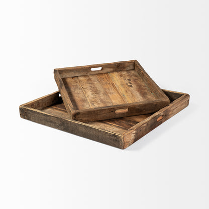 Carson (Small) 24L x 24W Brown Reclaimed Wood Tray