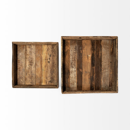 Carson (Small) 24L x 24W Brown Reclaimed Wood Tray