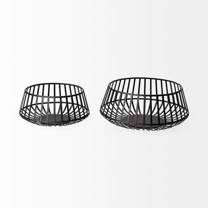 Emilio Set of 2 Black Metal Slated Bowls