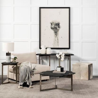 Shale III 50L x 20W Black Live-Edge Slate and Iron Console Table