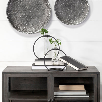 Monica I Short Black Metal Glass Bottle Vase