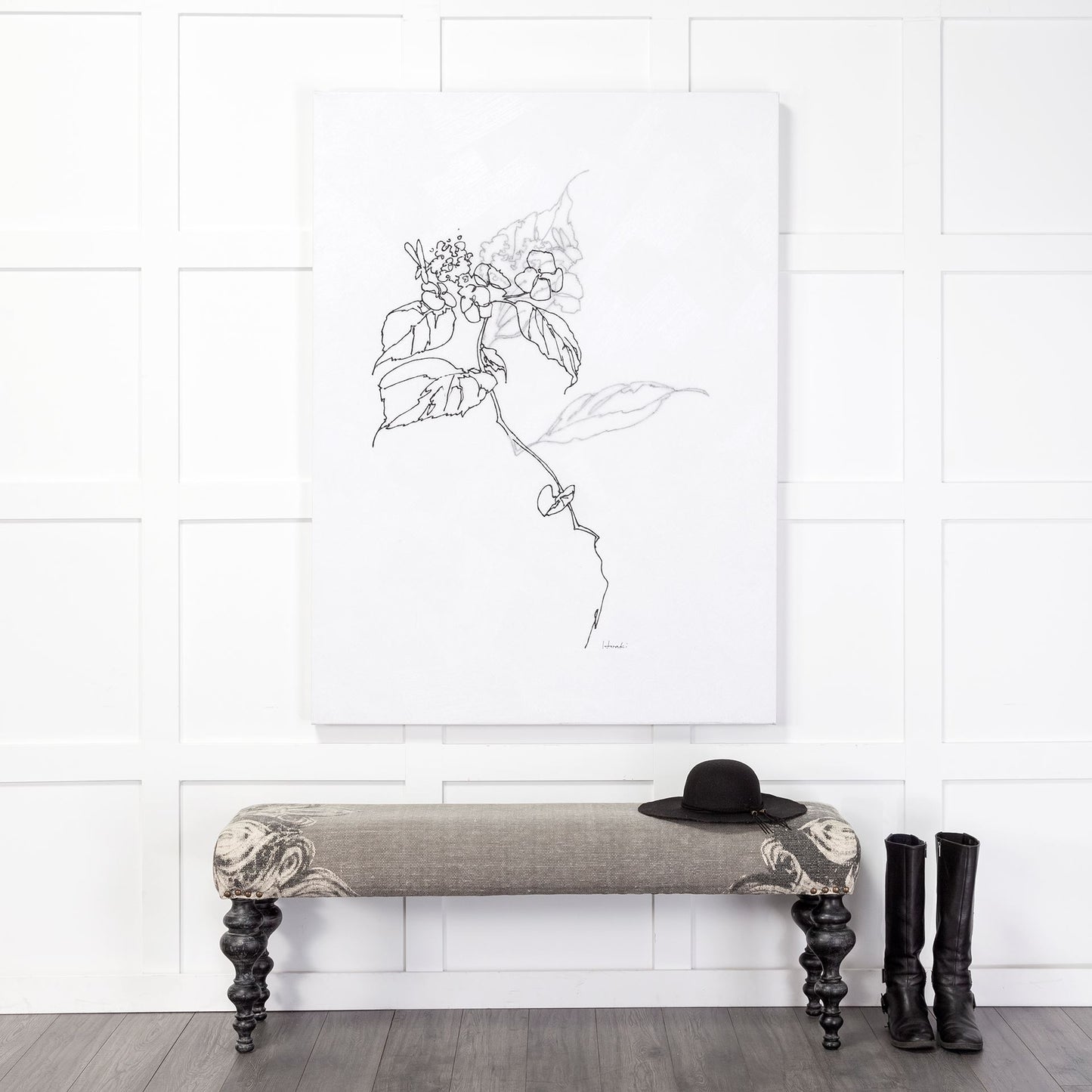 Alhambra 55L x 14W Upholstered Gray Seat W/Black Wood Legs Accent Bench