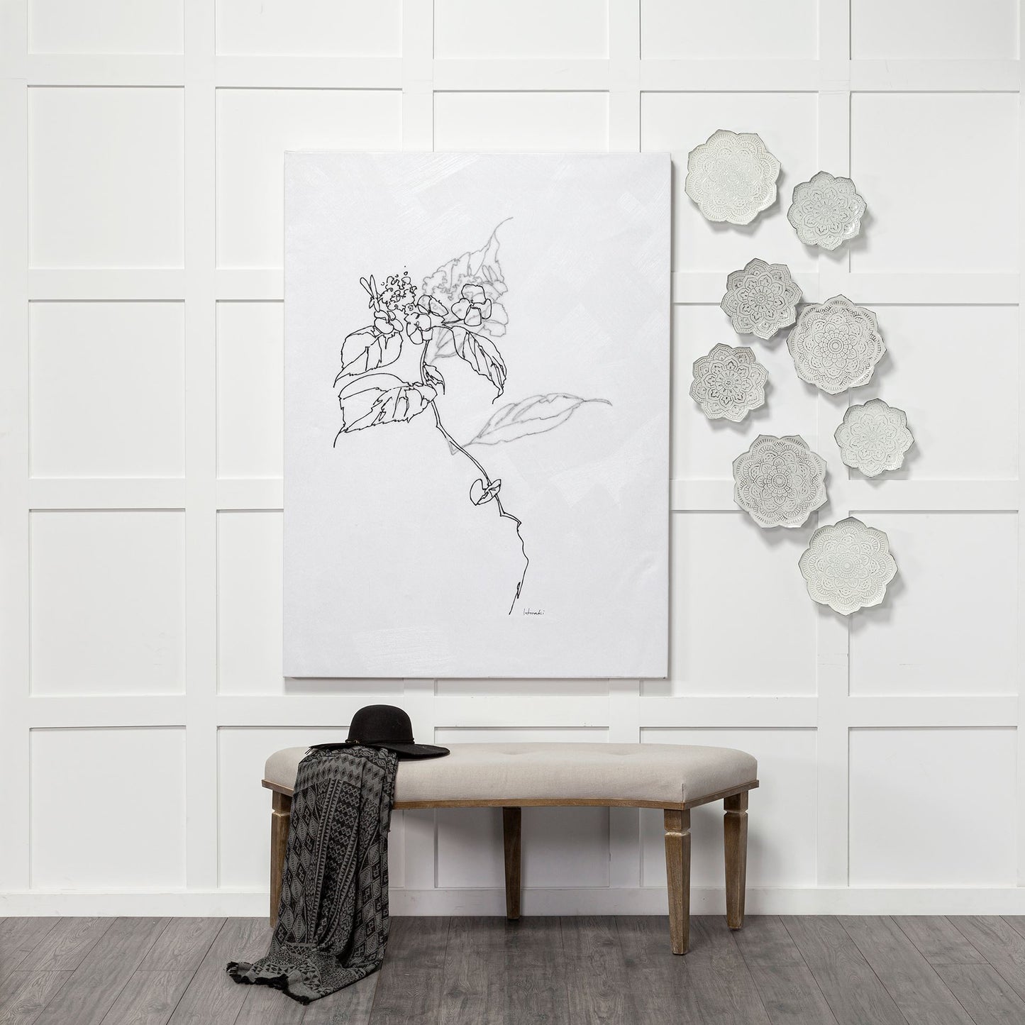 Miranda Set of 2 Stamped Metal Lotus Flower Wall Decor