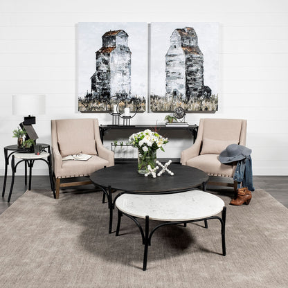 Carrollton I (Small) 7L x 7W Off-White Geometric Wood Ball Jack