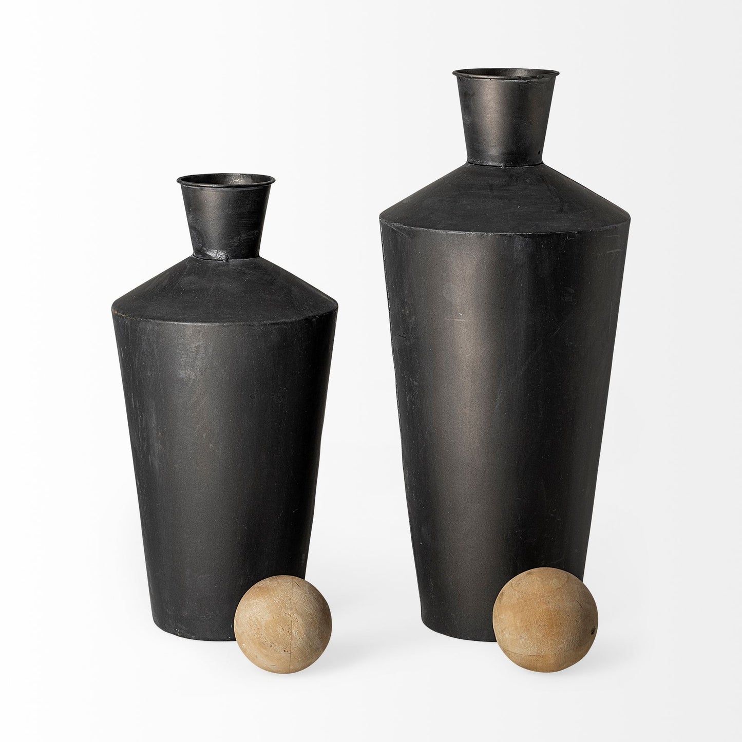 Asher Set of Two Black Metal Urns