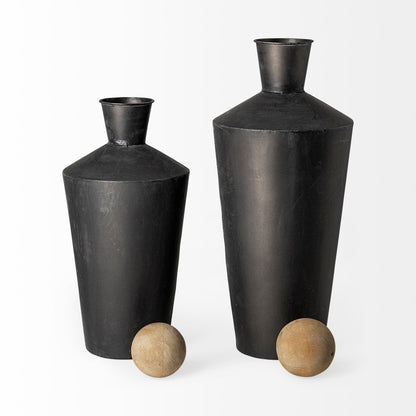 Asher Set of Two Black Metal Urns