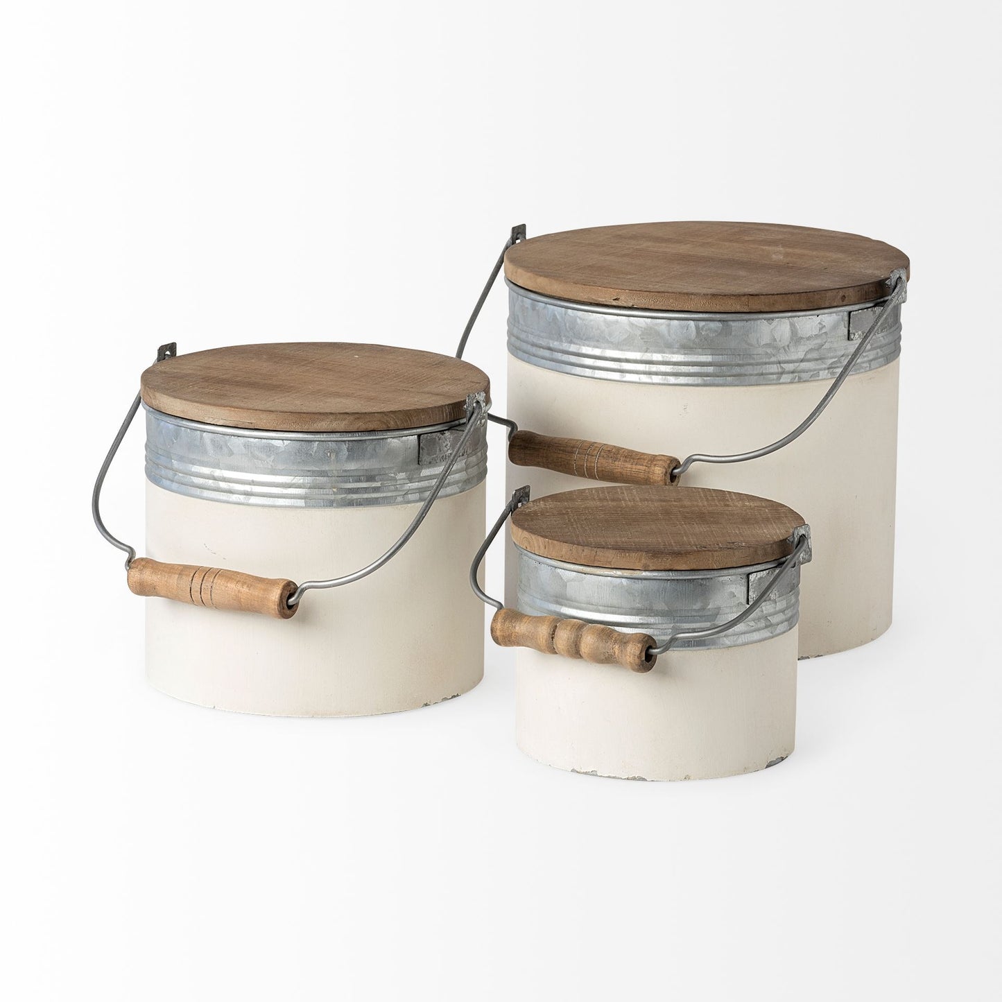 Alani (Set of 3) White Metal Storage Boxes