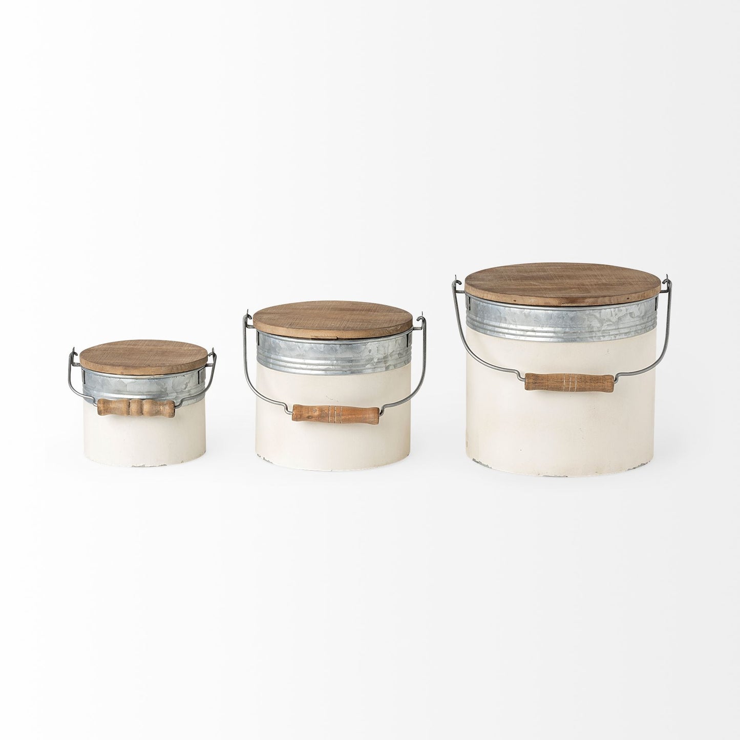 Alani (Set of 3) White Metal Storage Boxes