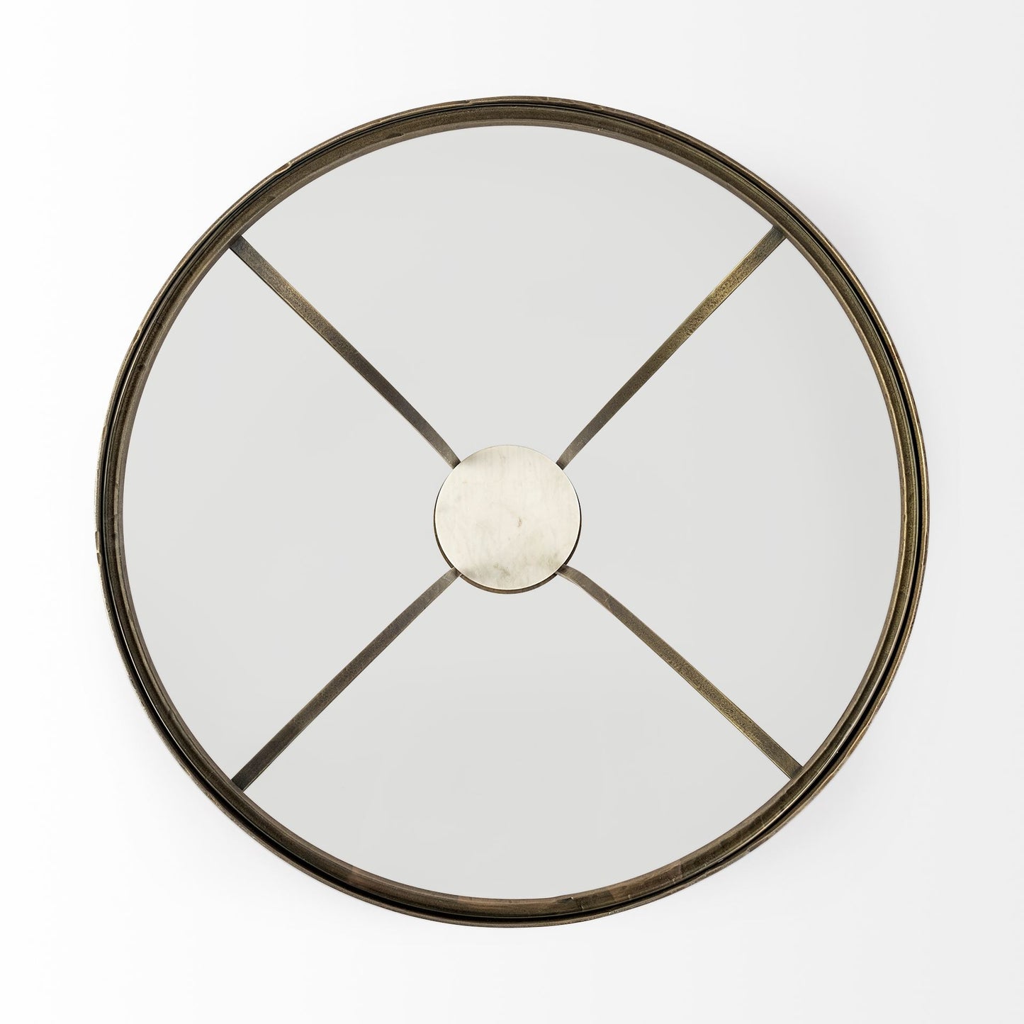 Jacinta II 21" Round Glass Top Metal and Marble Pedestal End/Side Table