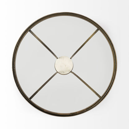 Jacinta II 21" Round Glass Top Metal and Marble Pedestal End/Side Table