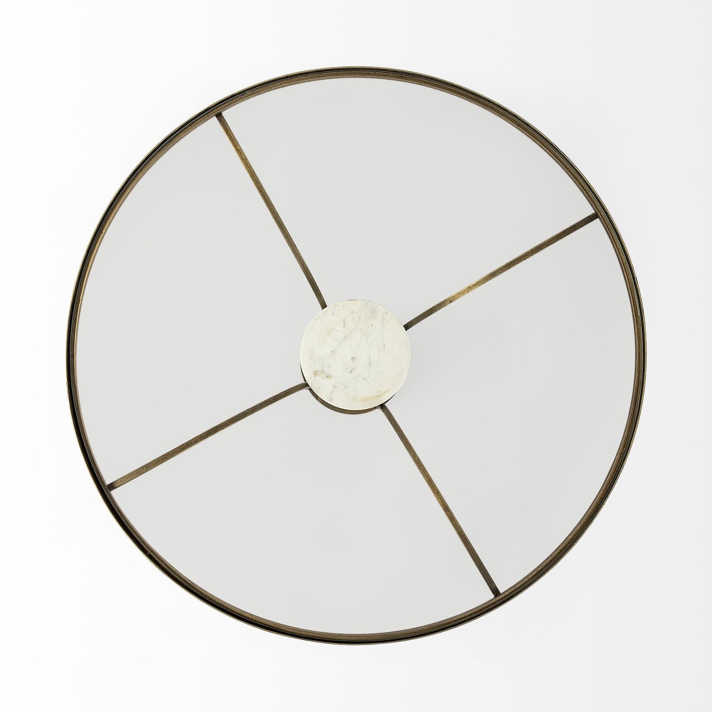 Jacinta 36" Round Glass Top Metal and Marble Pedestal Coffee Table