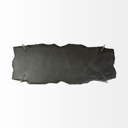 Shale III 50L x 20W Black Live-Edge Slate and Iron Console Table