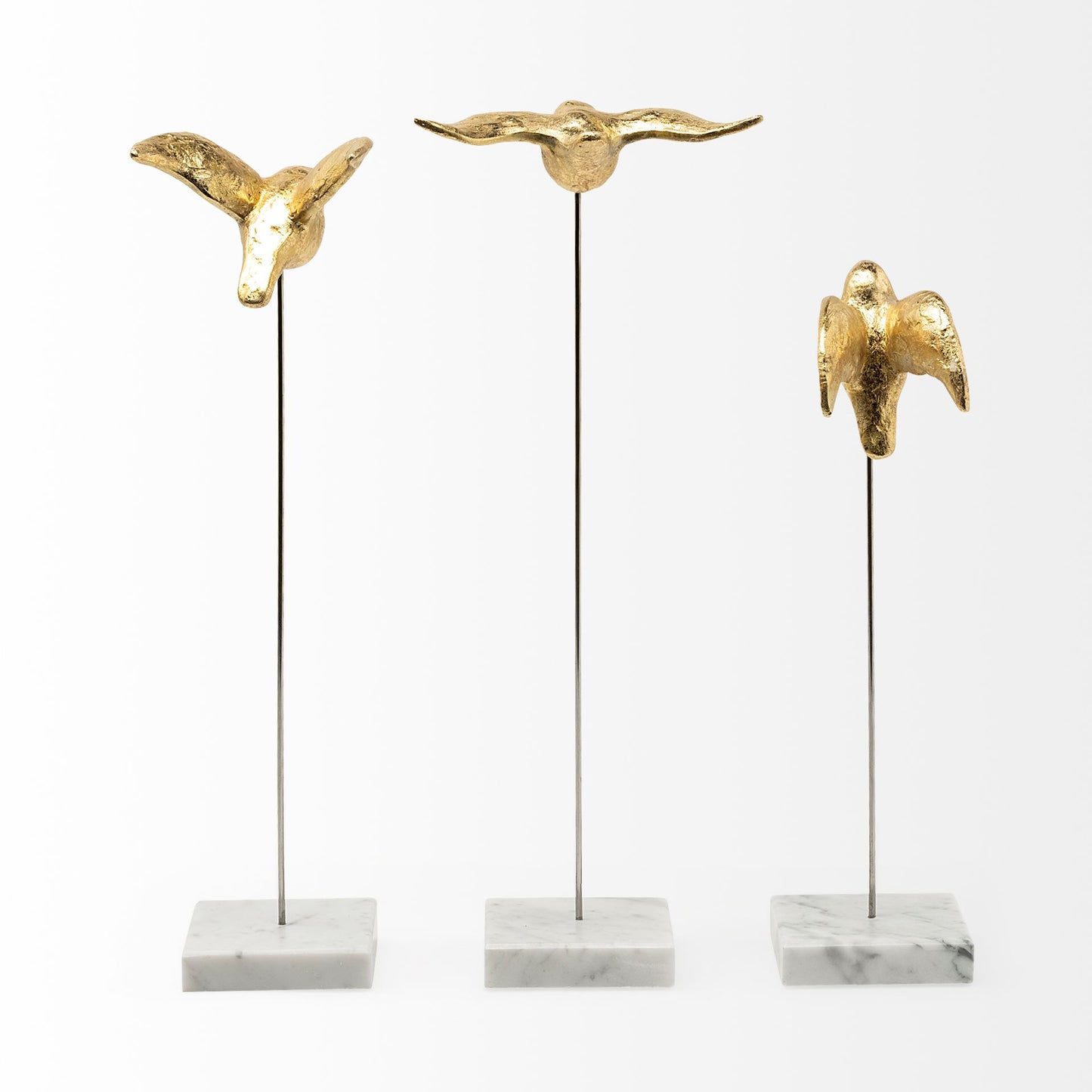 Aya Set of 3 11L x 4W Gold Metal Decorative Birds