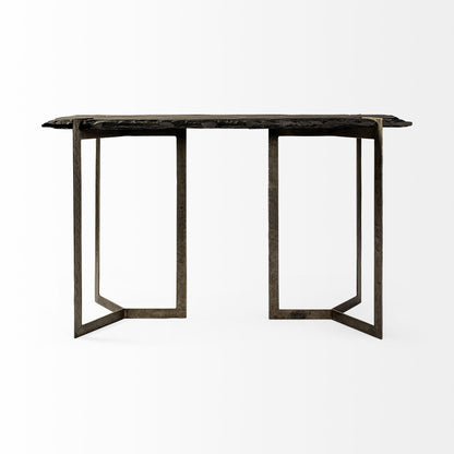 Shale III 50L x 20W Black Live-Edge Slate and Iron Console Table