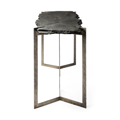 Shale III 50L x 20W Black Live-Edge Slate and Iron Console Table