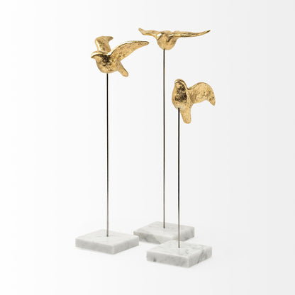 Aya Set of 3 11L x 4W Gold Metal Decorative Birds
