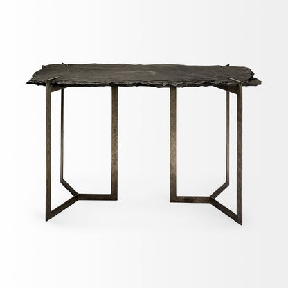Shale III 50L x 20W Black Live-Edge Slate and Iron Console Table