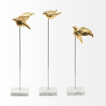 Aya Set of 3 11L x 4W Gold Metal Decorative Birds
