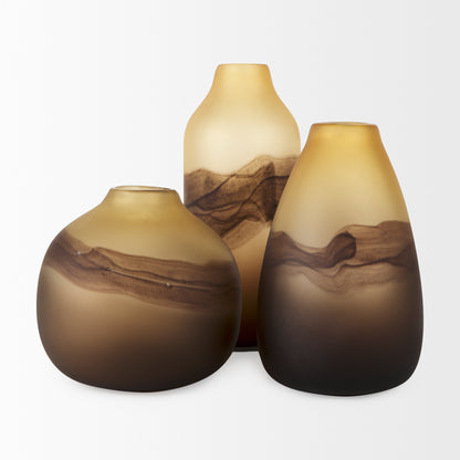 Pyla Large Yellow/Brown Glass Sand Dune Inspired Vase