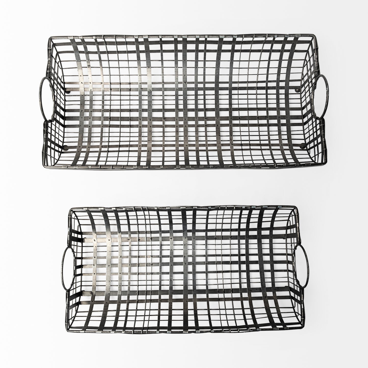 Kenneth (Set of 2) 24L x 12W Gray Metal Baskets